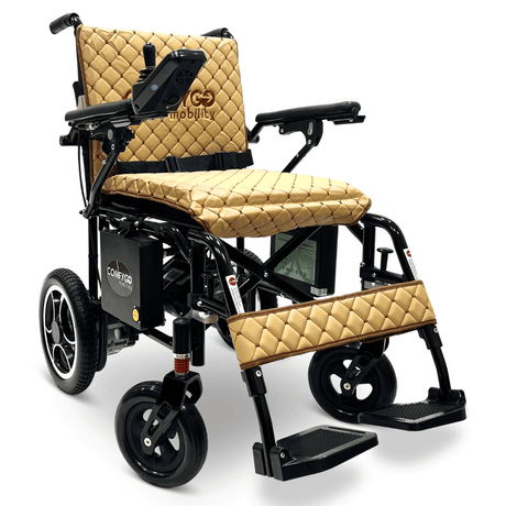 Taba Black Frame ComfyGO X-7 Lightweight Foldable Travel Electric Wheelchair - Angled View