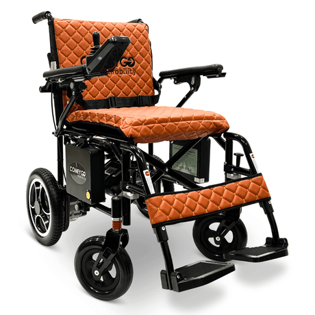Taba Black Frame ComfyGO X-7 Lightweight Foldable Travel Electric Wheelchair - Angled View