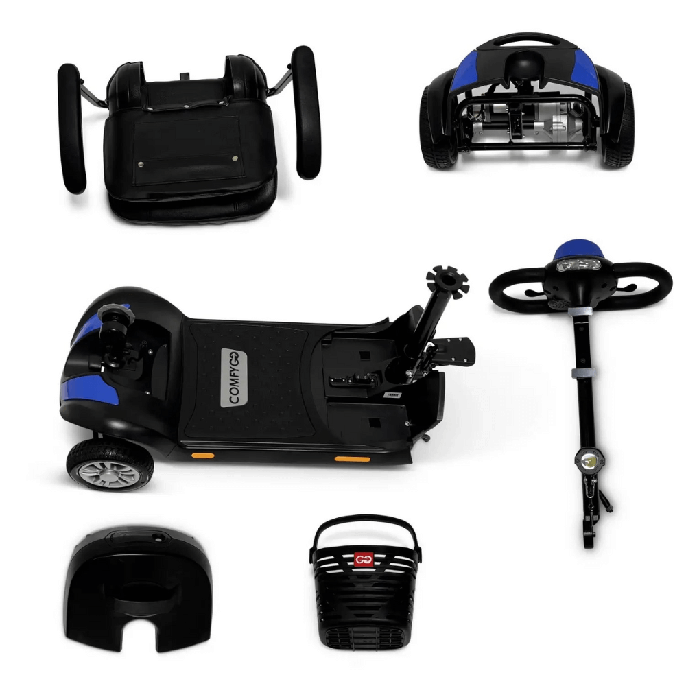 Blue ComfyGO Z-4 Ultra-Light Portable Electric Mobility Scooter 6 Parts 