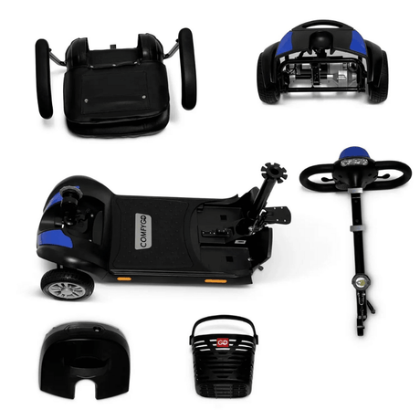 Blue ComfyGO Z-4 Ultra-Light Portable Electric Mobility Scooter 6 Parts 