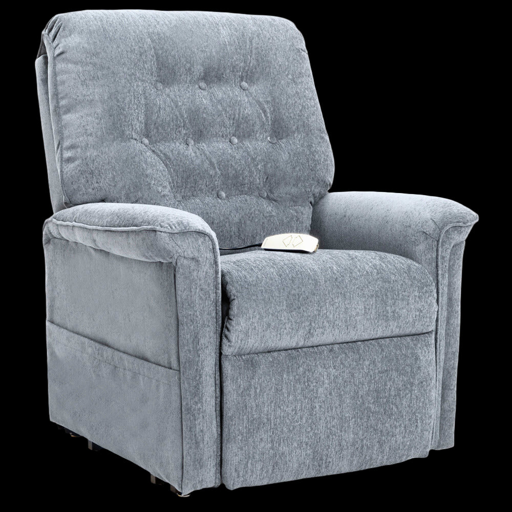 Crypton Aria Cool Grey Pride Mobility Heritage LC-358 Lift Chair Angled Front View