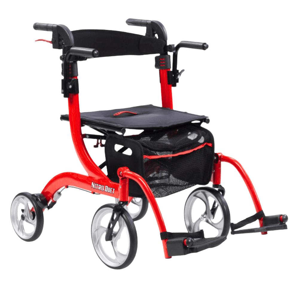 Drive Medical Nitro Duet Rollator and Transport Chair with Comfortable Seat