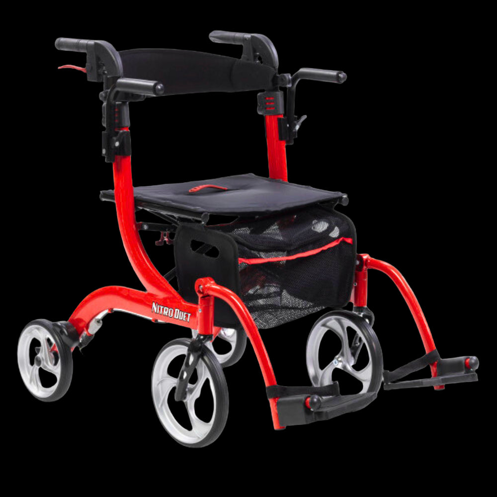 Drive Medical Nitro Duet Rollator and Transport Chair with Comfortable Seat