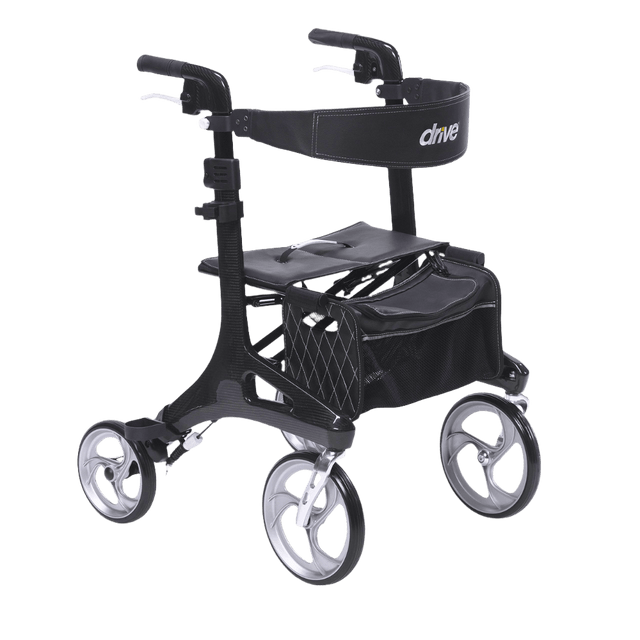 Drive Medical Nitro Elite Carbon Fiber Rollator Angled View