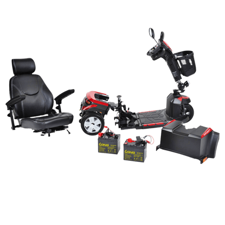 Drive Medical Ventura 3-Wheel Mobility Scooter Disassembled into Main Components