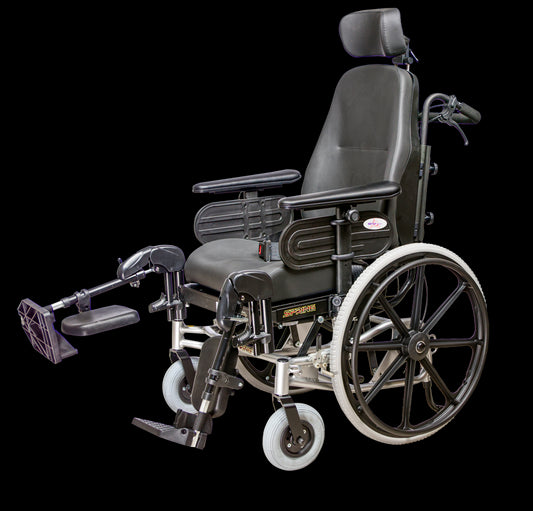 EV Rider Heartway Spring Lightweight Manual Wheelchair - Angled View - Right Leg Raised