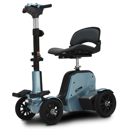 Ice Blue EV Rider CityBug Compact Portable 4 Wheel Mobility Scooter - Angled View