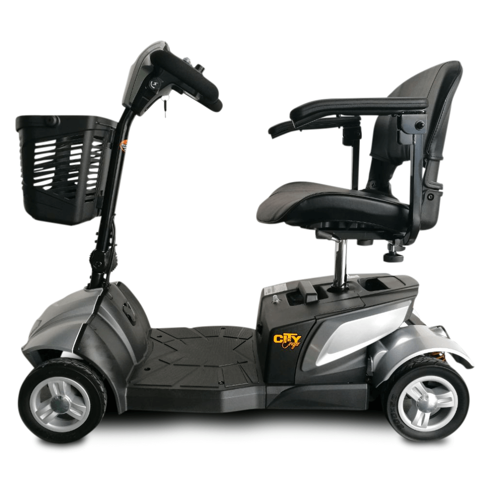 Silver EV Rider CityCruzer 4 Wheel Mobility Scooter - Side View