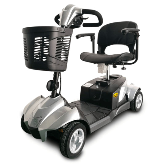 Silver EV Rider CityCruzer Open Box Mobility Scooter - Angle View