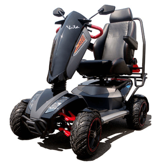 Black EV Rider Heartway S12X Vita Monster Mobility Scooter - Angled View
