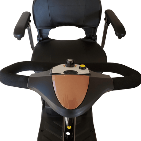 Rose Gold MiniRider Lite Portable Mobility Scooter Open Box -  Control Panel Close-up View