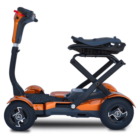 Metallic Gold EV Rider TeQno Automatic Folding Mobility Scooter - Folded Backrest