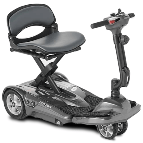 Silver EV Rider Transport AF+ Automatic Folding Mobility Scooter - Angled View