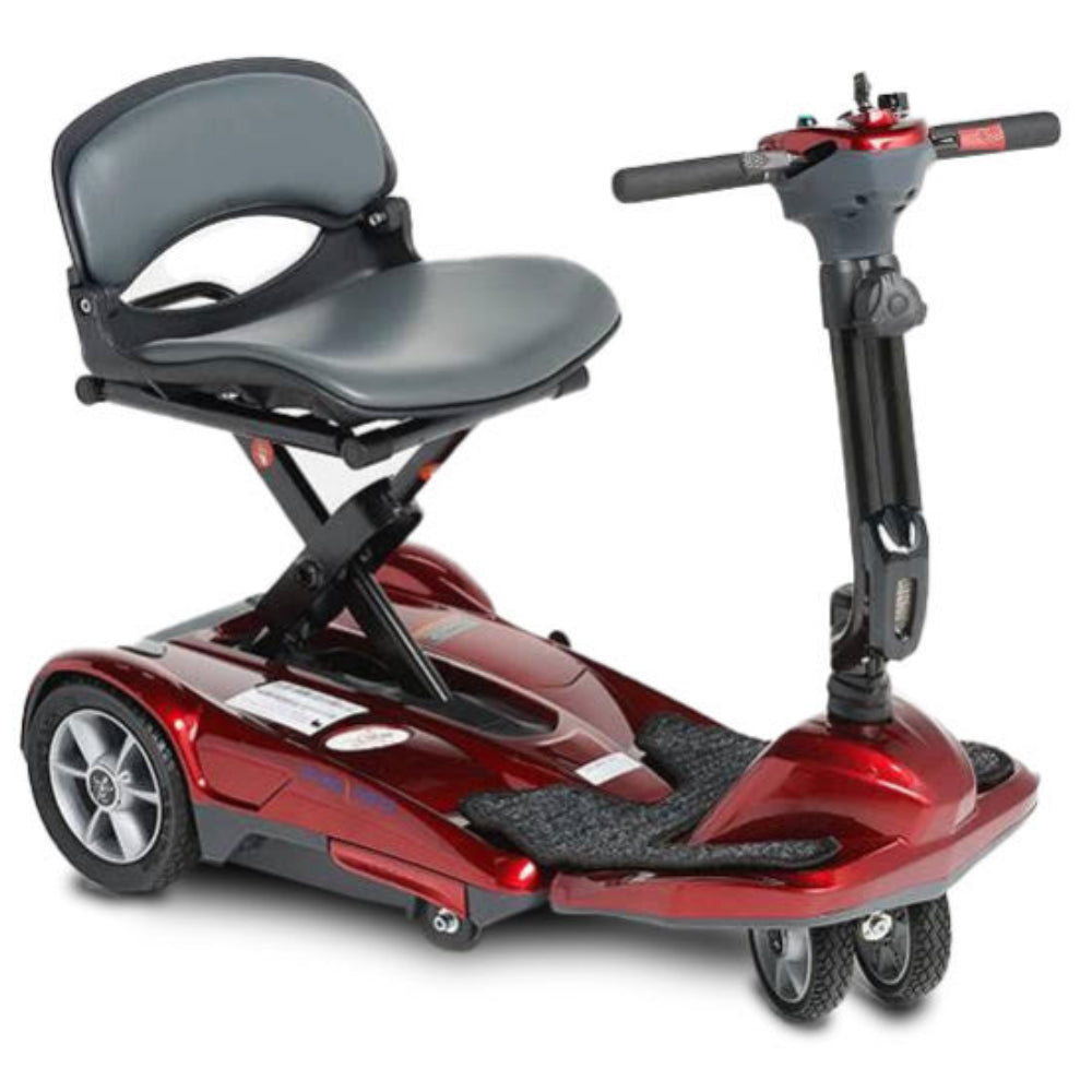 Red EV Rider Transport M Travel Folding Mobility Scooter - Angled View