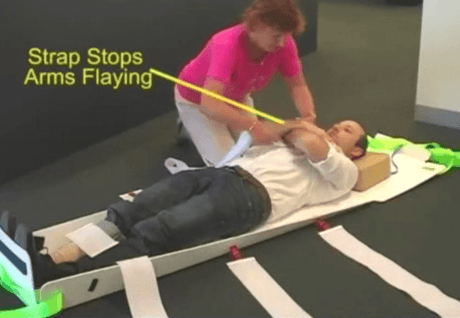 EVAC+CHAIR RESQME Medical Patient Evacuation Sled - Displaying proper usage