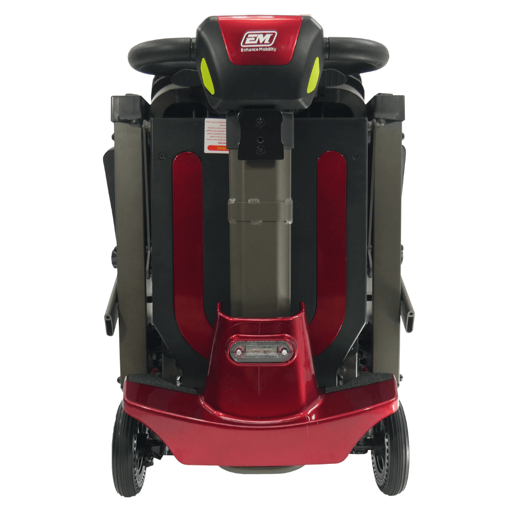 Enhance Mobility Mojo MJ100 Mobility Scooter Red Folded Back View