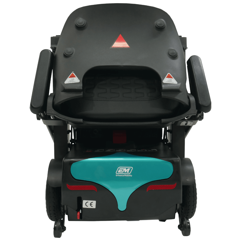 Enhance Mobility Mojo MJ101 Auto-Fold Lightweight Mobility Scooter Aqua Back View