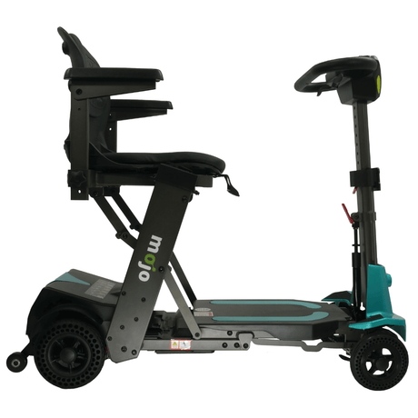 Enhance Mobility Mojo MJ101 Auto-Fold Lightweight Mobility Scooter Aqua Side View