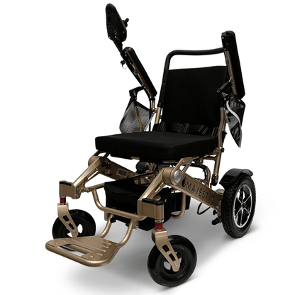 Standard Color Bronze Frame ComfyGO Majestic IQ-7000 Remote Controlled Electric Wheelchair - Angled View - Auto Folding