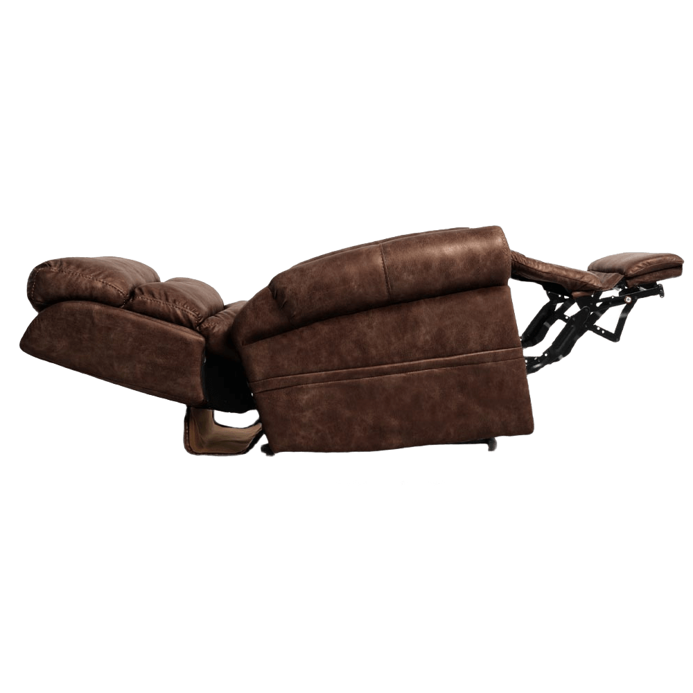 Fully Reclined Astro Brown Pride Mobility VivaLift Tranquil 2 PLR-935 Lift Chair with Extended Footrest