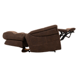 Fully Reclined Badlands Walnut VivaLift Radiance Power Lift Chair PLR-3955 with Extended Leg Rest Side View