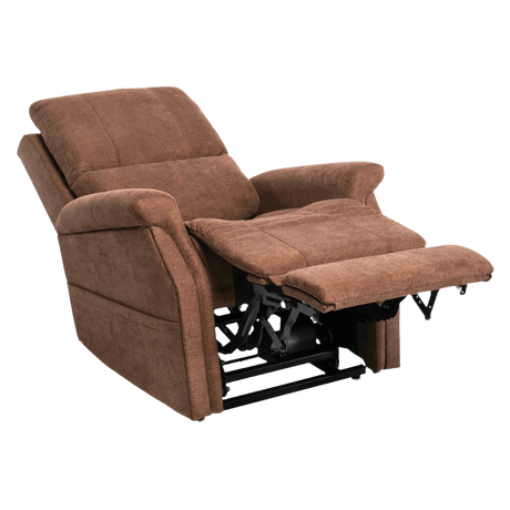 Fully Reclined Saville Brown Pride Mobility Vivalift Metro 2 PLR-925 Lift Chair with Extended Footrest