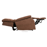 Fully Reclined Saville Brown Pride Mobility Vivalift Metro 2 PLR-925 Lift Chair with Extended Footrest Side View