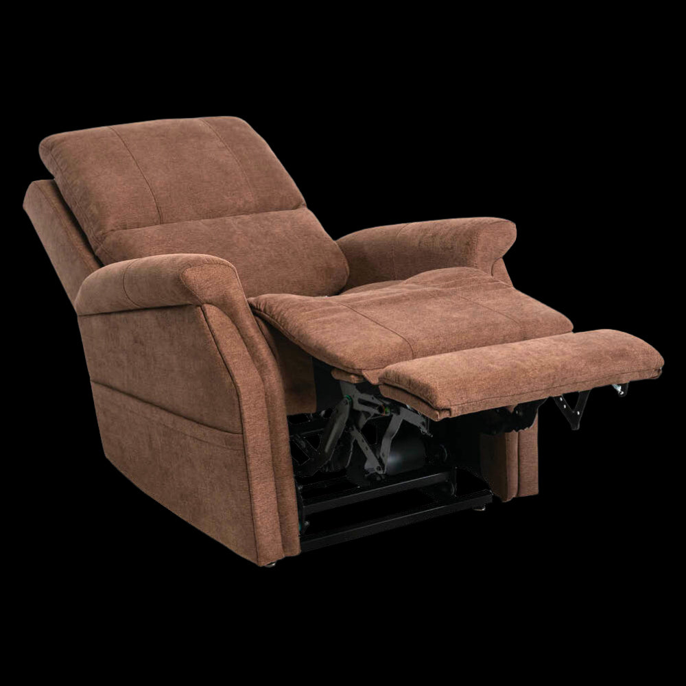 Fully Reclined Saville Brown Pride Mobility Vivalift Metro 2 PLR-925 Lift Chair with Extended Footrest