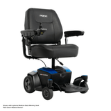 Sapphire Blue Color High Back Seat Pride Go Chair® Portable Disassembling Power Wheelchair - Angled View