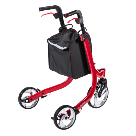 Half-Folded Drive Medical Nitro Duet Rollator and Transport Chair Angled View