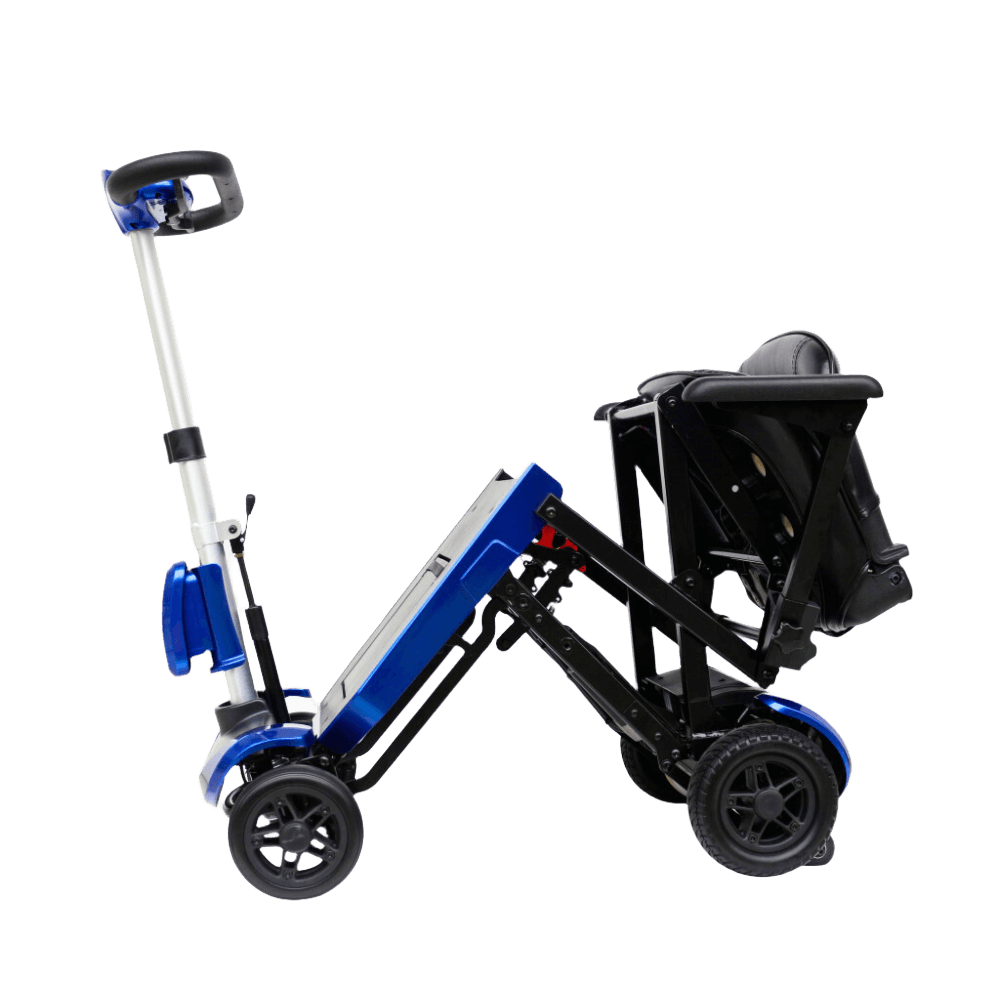Half-Folded Drive Medical Zoome Auto-Flex Folding Travel Scooter Side View