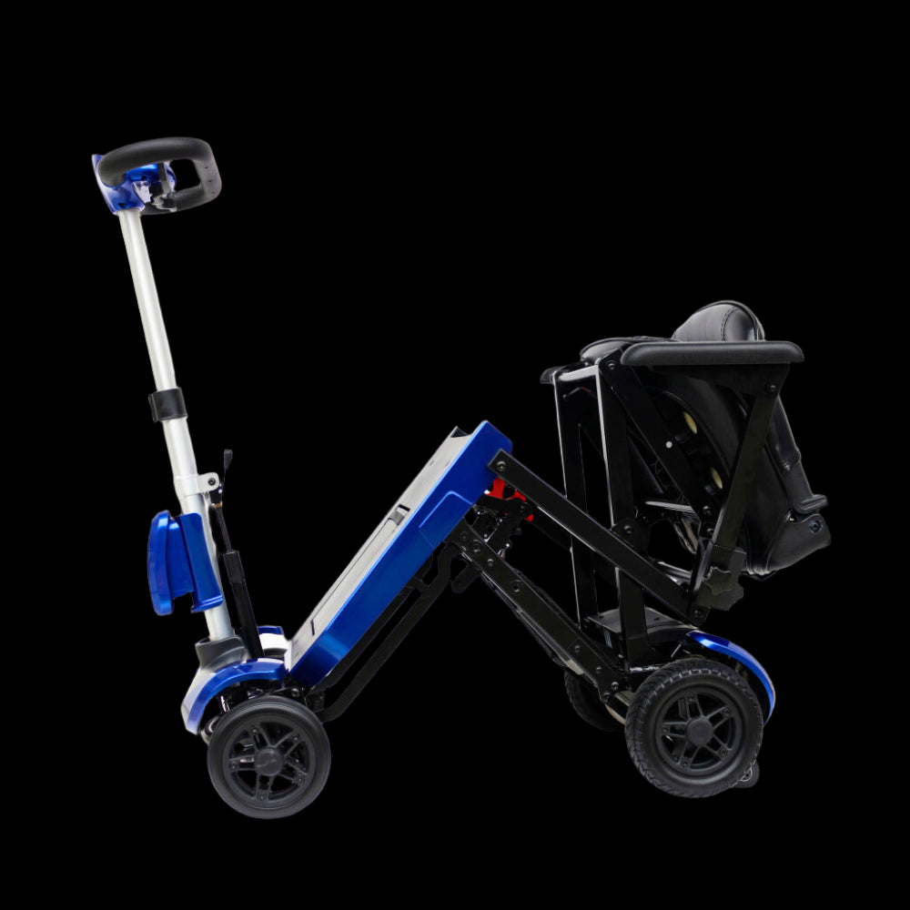 Half-Folded Drive Medical Zoome Auto-Flex Folding Travel Scooter Side View