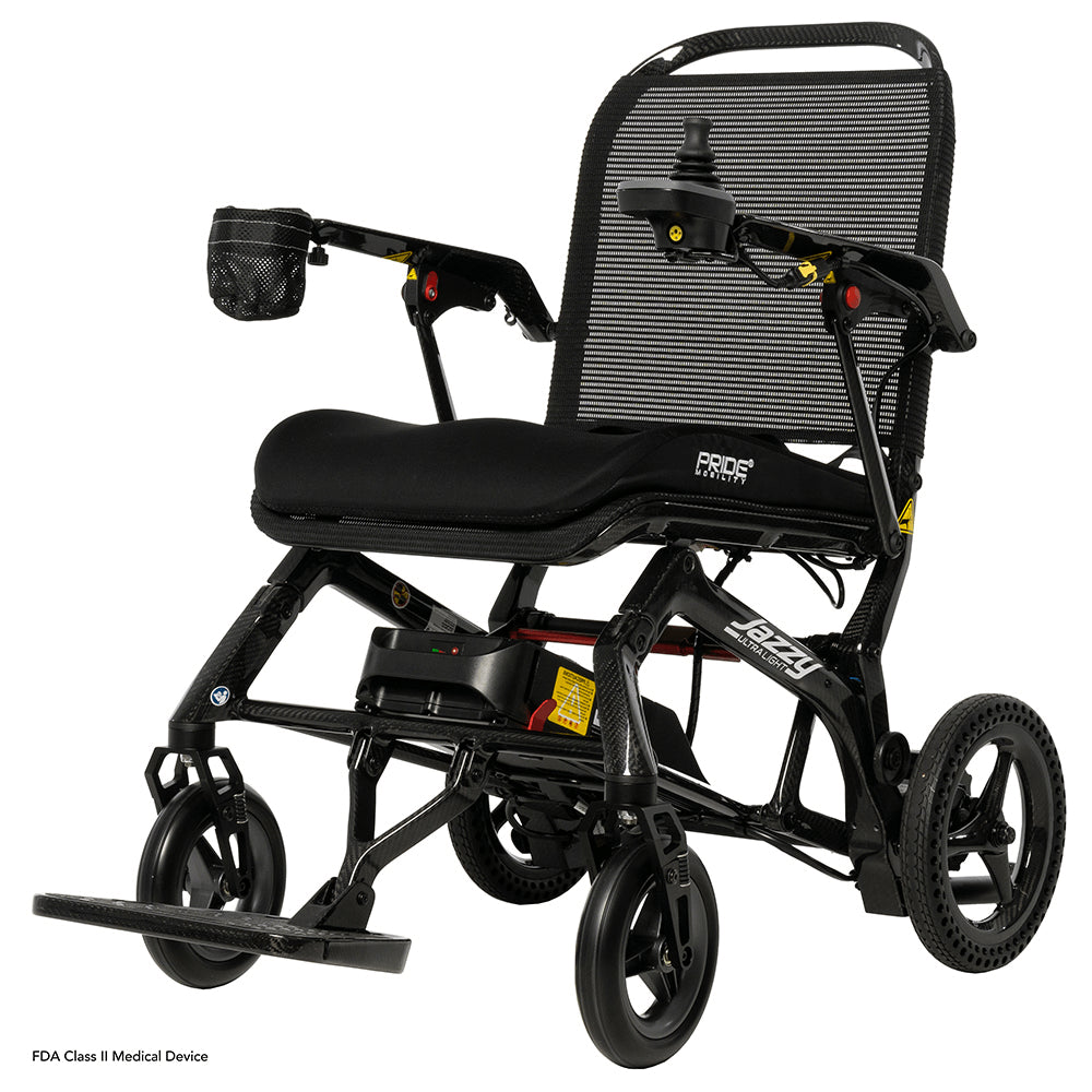 Pride Jazzy Ultra Light Power Wheelchair - Angled View