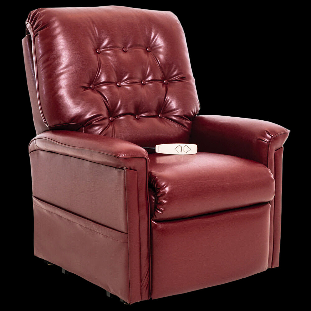 Lexis Sta Kleen Burgundy Pride Mobility Heritage LC-358 Lift Chair Angled Front View