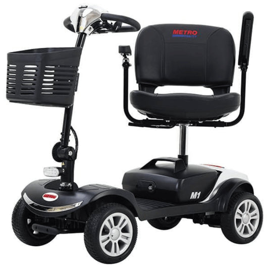 Adjusted Chair Metro Mobility M1 Limited Edition Travel Mobility Scooter - Angled View