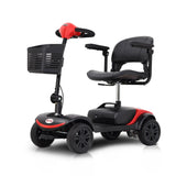 Red Metro Mobility M1 Lite Lightweight Portable Mobility Scooter - Angled View