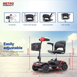 Red Metro Mobility M1 Lite Lightweight Portable Mobility Scooter - Dimension Display