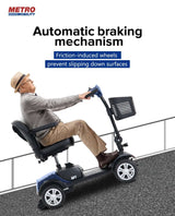 Metro Mobility M1 Portable 4-Wheel Mobility Scooter - Breaking Mechanism Display