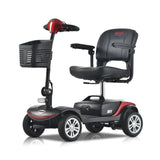 Red Metro Mobility M1 Portable 4-Wheel Mobility Scooter - Angled View
