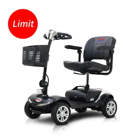 Chrome Metro Mobility M1 Portable 4-Wheel Mobility Scooter - Angled View