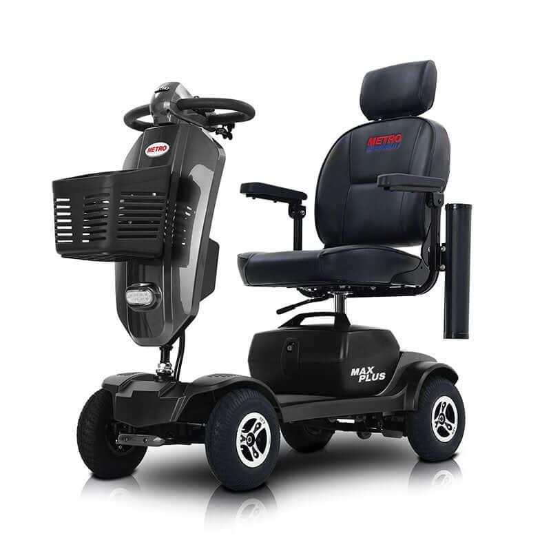 Silver Metro Mobility Max Plus Indoor & Outdoor Mobility Scooter - Angled View