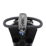 Silver Metro Mobility Max Plus Indoor & Outdoor Mobility Scooter - Tiller Close-up View
