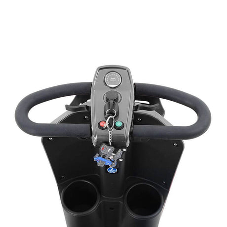Silver Metro Mobility Max Plus Indoor & Outdoor Mobility Scooter - Tiller Close-up View