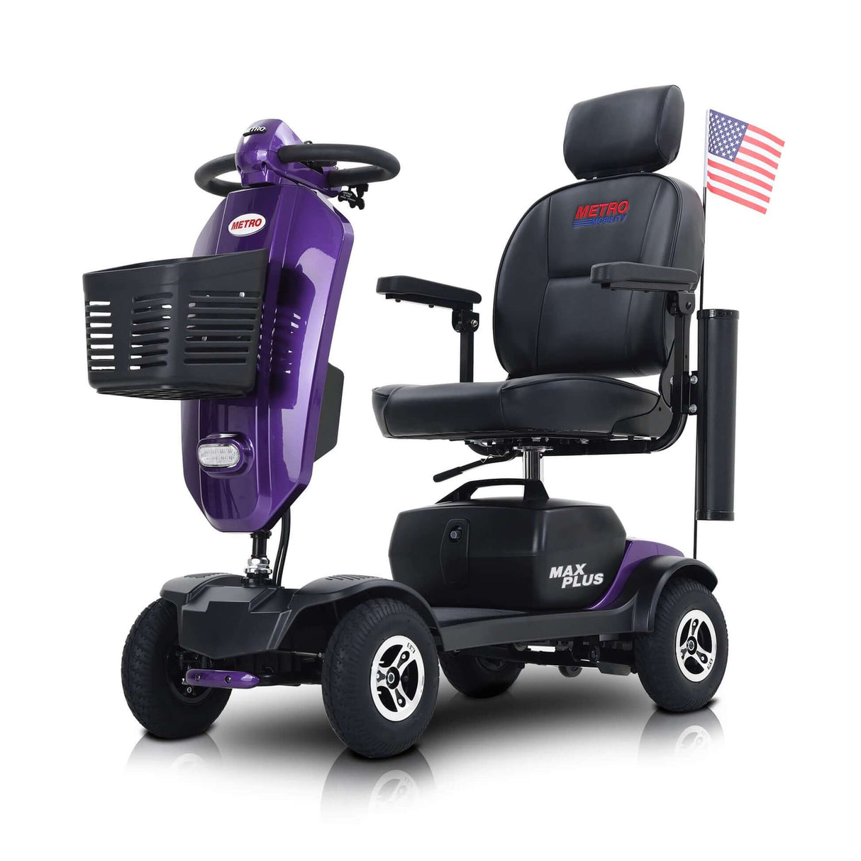 Dark Purple Metro Mobility Max Plus Indoor & Outdoor Mobility Scooter - Angled View