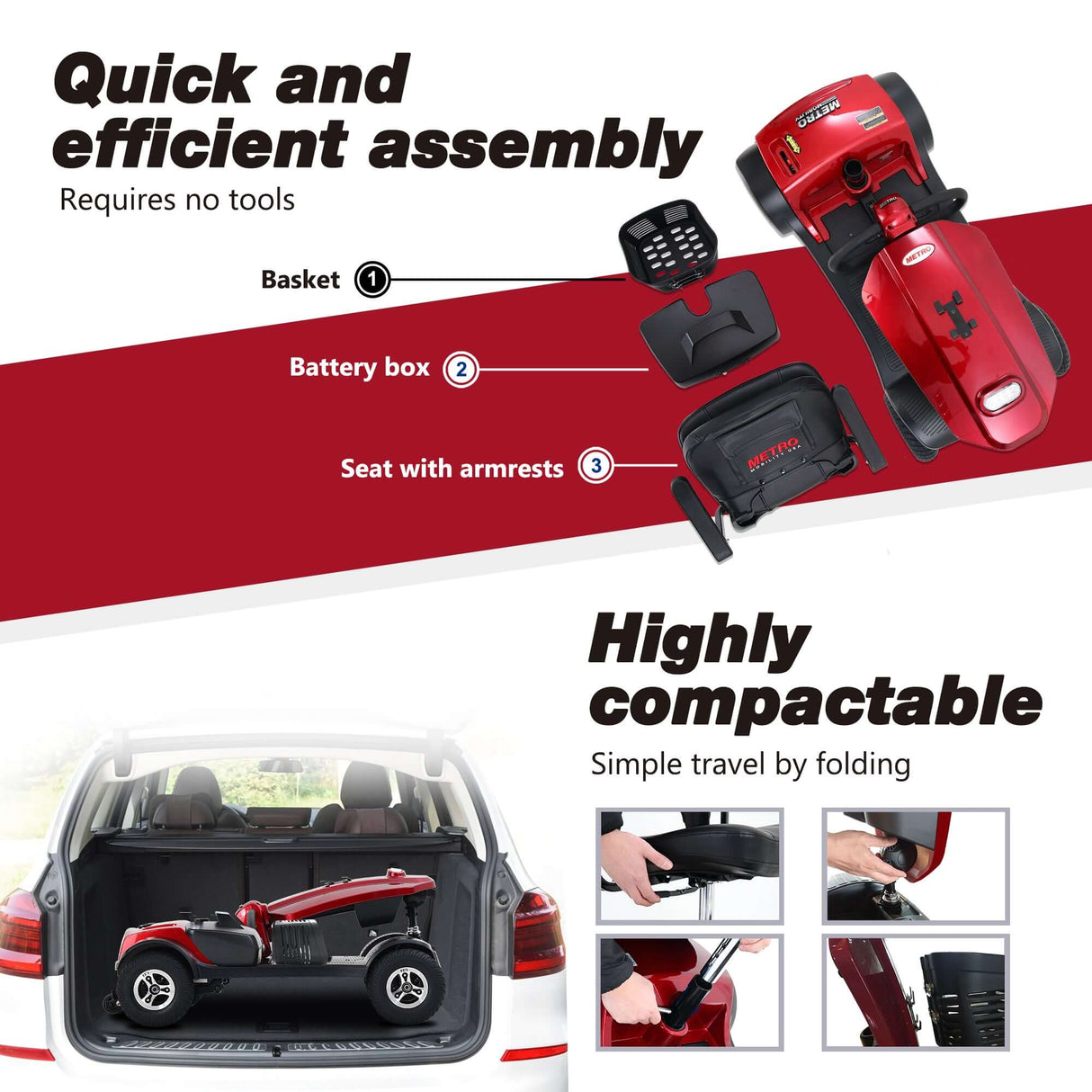 Metro Mobility Max Plus Indoor & Outdoor Mobility Scooter Easy Assembly