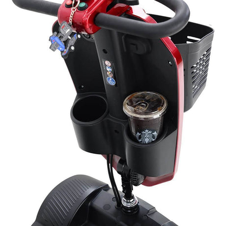 Red Metro Mobility Max Plus Indoor & Outdoor Mobility Scooter - Cup Holder View