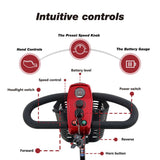 Red Metro Mobility Max Sport Portable Travel Mobility Scooter Intuitive Controls - Control Panel Close-up View