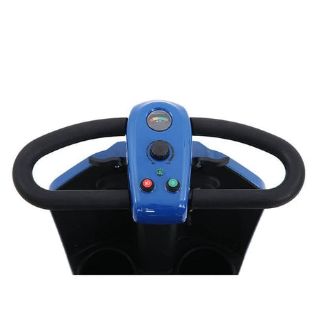 Blue Metro Mobility Patriot 4-Wheel Travel Mobility Scooter - Control Panel Close-up View