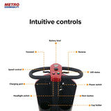Red Metro Mobility Patriot 4-Wheel Travel Mobility Scooter - Intuitive Control Display