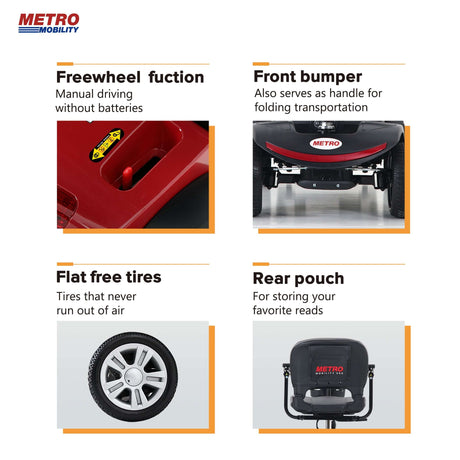 Metro Mobility Patriot 4-Wheel Travel Mobility Scooter - Close-up View of the Features